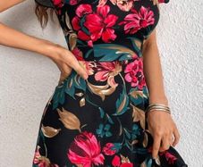 Sexy black floral dress for crossdresser and ladies