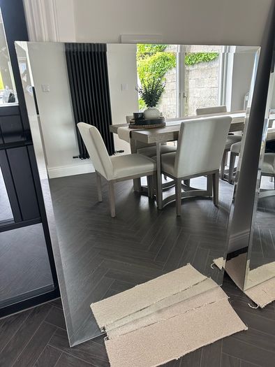 Large Frameless Bevelled Wall Mirror