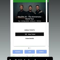 X2 seated westlife tickets 22 sept originally 230e