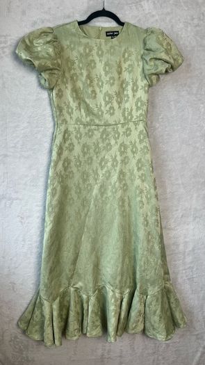 Sister Jane Sage Green Floral Jacquard Midi Dress Sz XS