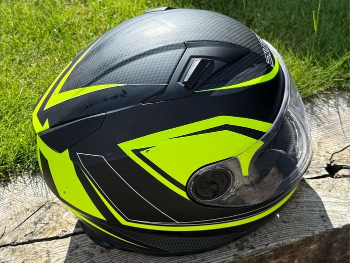 Duchinni D705 Syncro Full Face Motorcycle Helmet - Black/Neon Yellow L