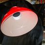 Oil Lamp Shade Red Globe Rayo style Glass Vianna France, bright red exterior with a white interior lining and a rounded globe shape, Postage Available or Collection Image 3