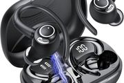 Sports Wireless Earbuds with EarHooks HiFi Stereo Sound with ENC Mic, Black