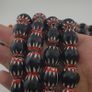 Antique Venetian Style Big Black Chevron Glass Beads Necklace Strand Image 5