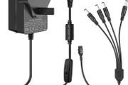 CCTV Camera Power Supply, 12V 2A with 1-to-4 Way Power Splitter Cord, 100-240V AC to DC 12Volt Adapter Compatible with 12V 2A/1.5A/1A Security Cameras
