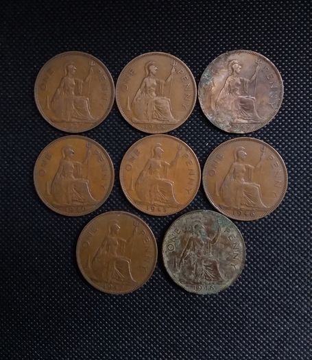 Collection of George VI - English Pre-Decimal Pennies (8)