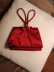 Red satin evening bag