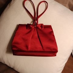 Red satin evening bag