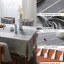 Middle Embroidery Table Cloth Washable Cotton Linen Tassel Tablecloth, Rectangle Wrinkle Free Anti-Fading Table Cover for Kitchen Dinning Thanksgiving Christmas (55 x 102 Inch, Gray) Image 3