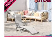 Sun Lounger Recliner, Textilene-cream Multiple Colours Available (free Shipping)