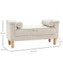 Upholstered bench, vintage design, 2 cushions, chenille cover, 115 x 44 x 58 cm, Beige Image 3