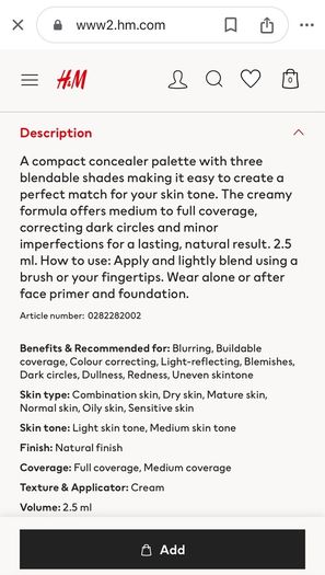 H&M Concealer Palette