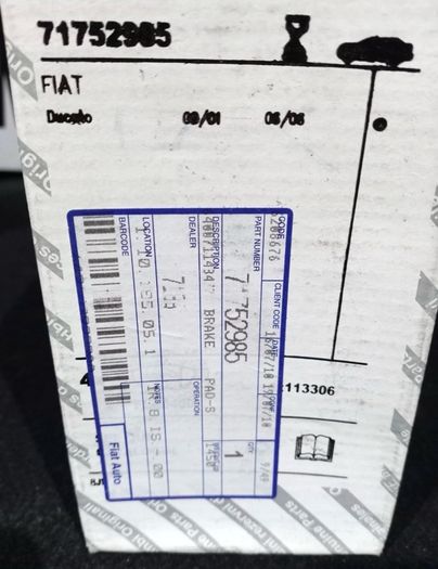 Fiat Ducato Peugeot Boxer Citroen Relay Rear Brake Pads 71752985 (A10207)