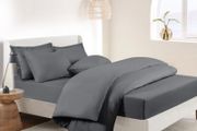 Bedding Set with Fitted Sheet - Double Duvet Cover with Pillowcases and 40cm Deep Pocket Bed Sheet Dark Grey 4 Pieces Bedding Set MULTIPLE SIZES AVAILABLE (FREE POSTAGE)