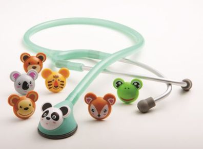ADSCOPE Adimal Pediatric Stethoscope, Seafoam, 7 Interchangeable Animal faces