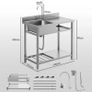 Stainless Steel Kitchen Sink, Freestanding with Cold and Hot Water Image 2