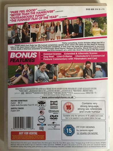 Bridesmaids [2011] Melissa McCarthy, Maya Rudolph. Rose Byrne, Ellie Kemper, Wendi McLendon-Covey [Movie DVD]