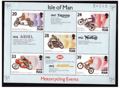 1993 Isle of Man Manx Motor Cycling Events Miniature Sheets Mint Never Hinged (MNH)