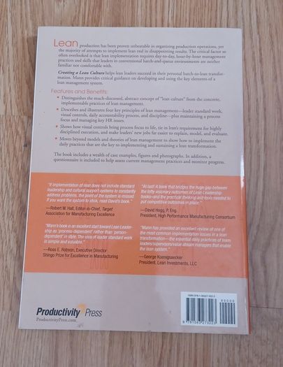 Creating a Lean Culture Tools to sustain Lean Book