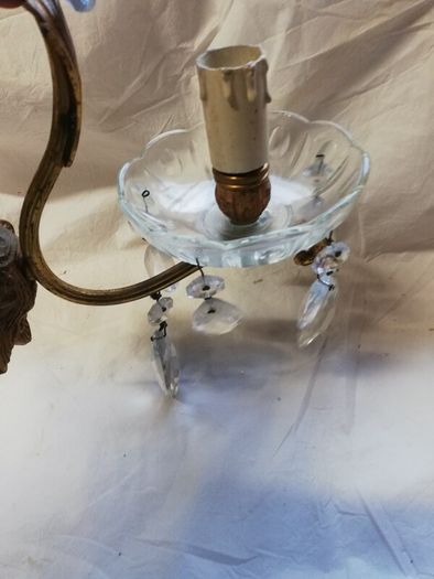 Vintage 1960 Wall Brass & Glass Drops Murano Lamps