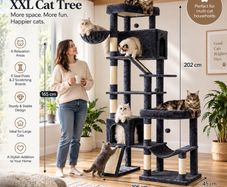XXL Cat Tree 202cm  Large Multi-Level Cat Climbing Tower with Scratching Posts