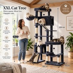 XXL Cat Tree 202cm  Large Multi-Level Cat Climbing Tower with Scratching Posts