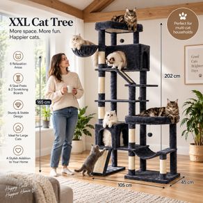 XXL Cat Tree 202cm  Large Multi-Level Cat Climbing Tower with Scratching Posts