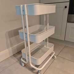 White 3-Tier Utility Cart - IKEA RASKOG Style - Mint Condition