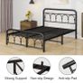 4ft6 Double Bed Frame with High Headboard and Footboard,Vintage Platform Bed Double,Heavy Duty Metal Platform,Steel Slat Support,No Box Spring Needed,Easy Assembly,Black Image 4