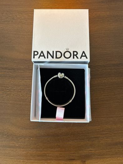 Pandora Heart Clasp Snake Chain Bracelet (size 15)