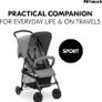 Grey - Super Lightweight Travel Pushchair with Raincover (only 5.9 kg) Compact & Foldable, Fully Reclining, XL Storage Basket, from Birth up to 15 kg Image 2