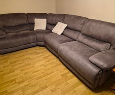 Small Grey Fabric Reclining Corner Sofa