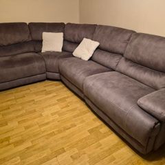 Small Grey Fabric Reclining Corner Sofa