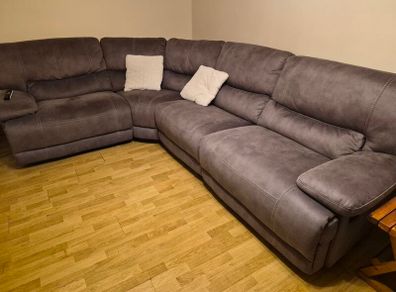 Small Grey Fabric Reclining Corner Sofa