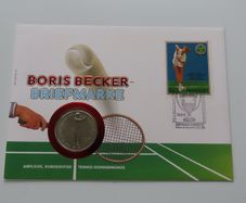 Boris Becker Andorra 2 Diners 1987 BUNC coin stamp cover