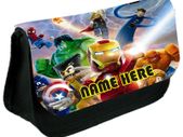 Lego Marvel Super Heroes Personalized Pencil Case Make up bag with your own name on it! / back to school stationery