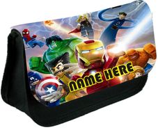 Lego Marvel Super Heroes Personalized Pencil Case Make up bag with your own name on it! / back to school stationery