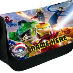 Lego Marvel Super Heroes Personalized Pencil Case Make up bag with your own name on it! / back to school stationery
