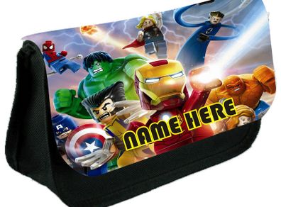 Lego Marvel Super Heroes Personalized Pencil Case Make up bag with your own name on it! / back to school stationery
