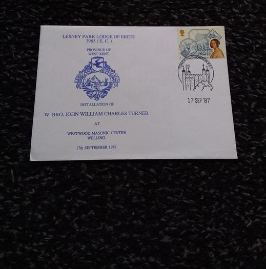 Great Britain Covers : Lesney Park Lodge of Erith " West Kent " - 1987 Masonic Cover