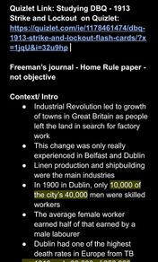 H1 LC History Notes pdf: DBQ 1913 Strike and Lockout
