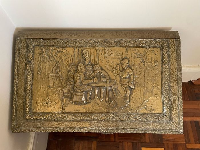 Vintage Brass Fireplace Kindling Box