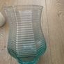 Large 8.5" tall flarred scalloped Aqua Glass Candle Holder or Vase with LED Candle Image 7