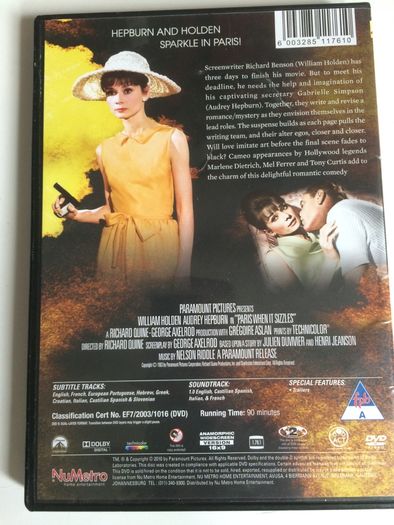 Paris When It Sizzles [1964] Audrey Hepburn & William Holden [Movie DVD]