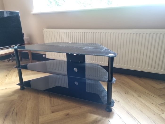 TV Stand black glass chrome