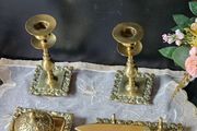 Antique Victorian Era Solid Brass Desktop Set