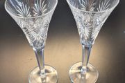 Waterford Crystal Millennium Health Champagne Flutes Pair Vintage Irish Crystal