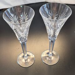 Waterford Crystal Millennium Health Champagne Flutes Pair Vintage Irish Crystal
