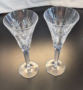 Waterford Crystal Millennium Health Champagne Flutes Pair Vintage Irish Crystal