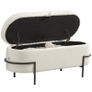 Storage stool, seat stool with lid and storage, steel legs, padded stool with fleece cover, Cream White Image 6